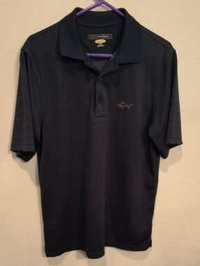 Greg Norman Collection Black Pattern Short-Sleeve Polo Medium